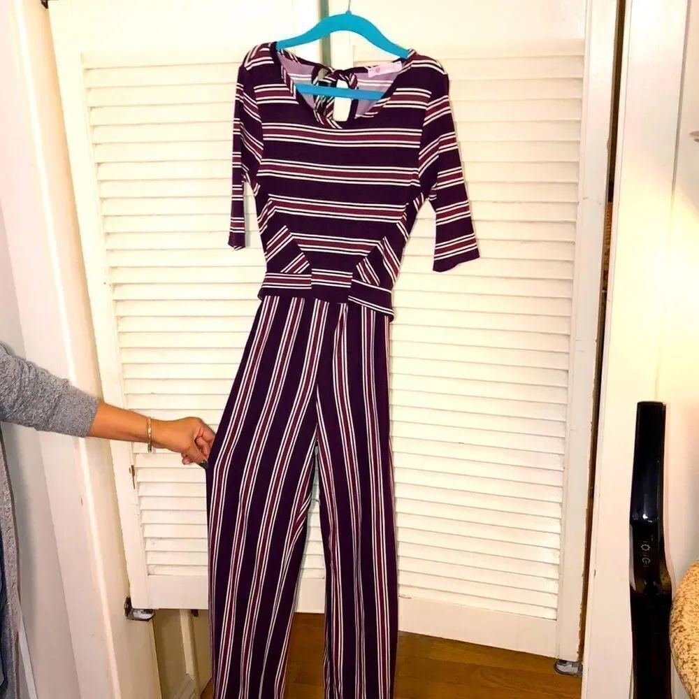Girls Stretch Poly Spandex Belted & Tied Jumpsuit by I Love ❤️ Pinc. Small.